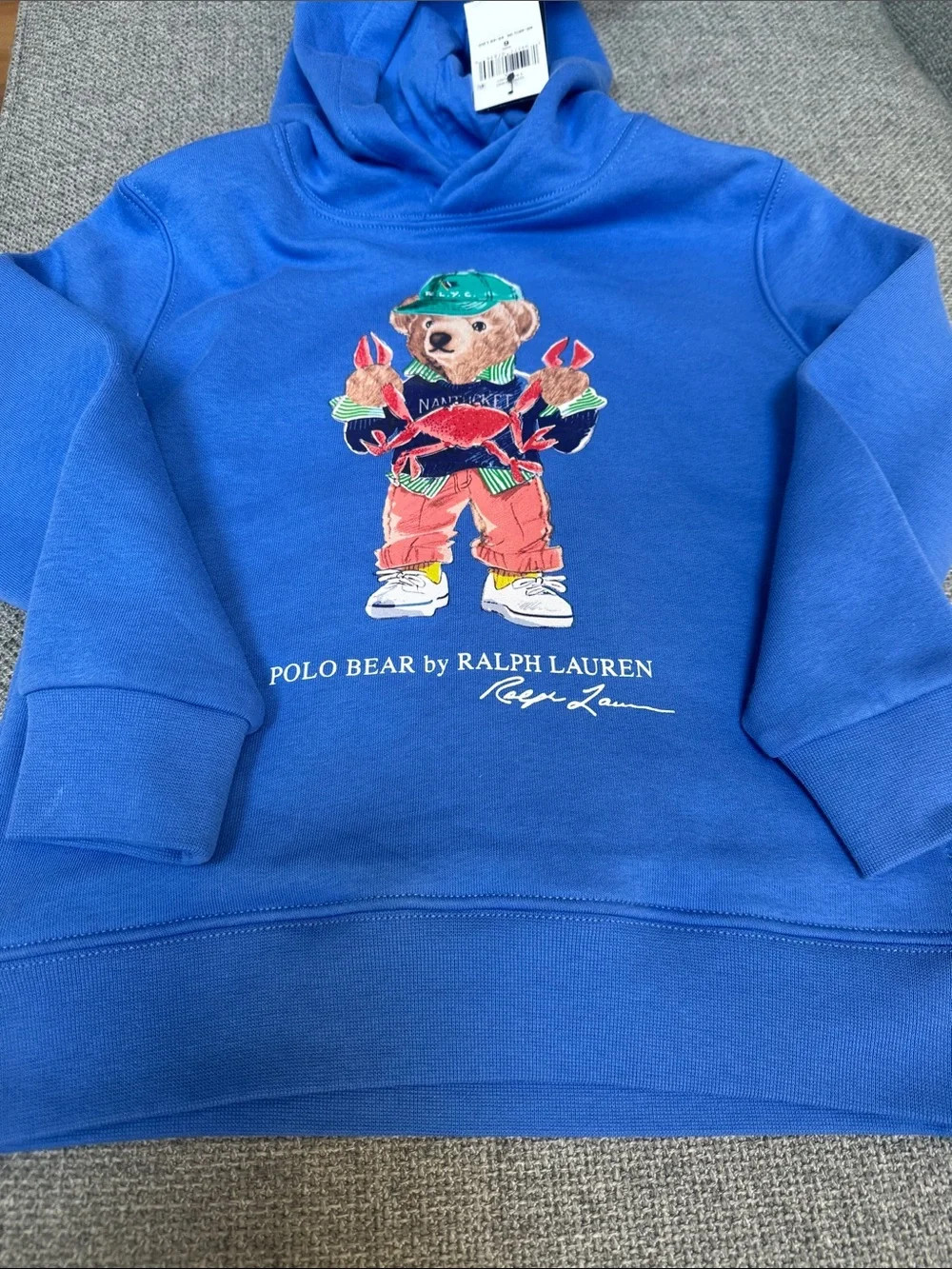 Ralph Lauren Kids Royal Blue Hoodie with Polo Bear Graphic